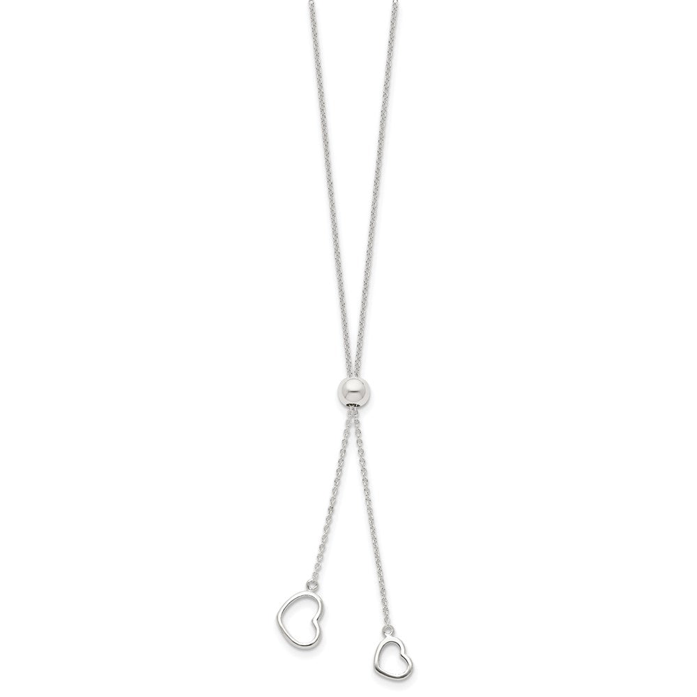Sterling Silver Polished 2-Heart Adjustable up to Necklace