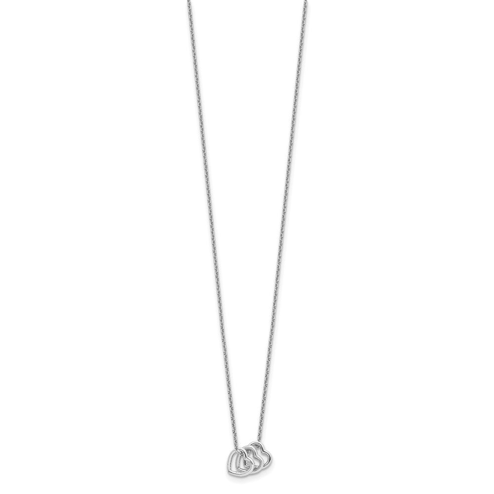Sterling Silver Rhodium-plated Polished 3-Heart Necklace