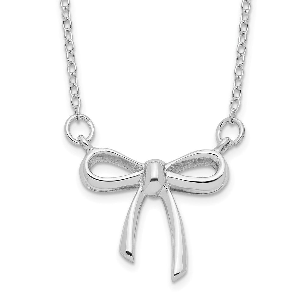 Sterling Silver Rhodium-plated Bow Necklace