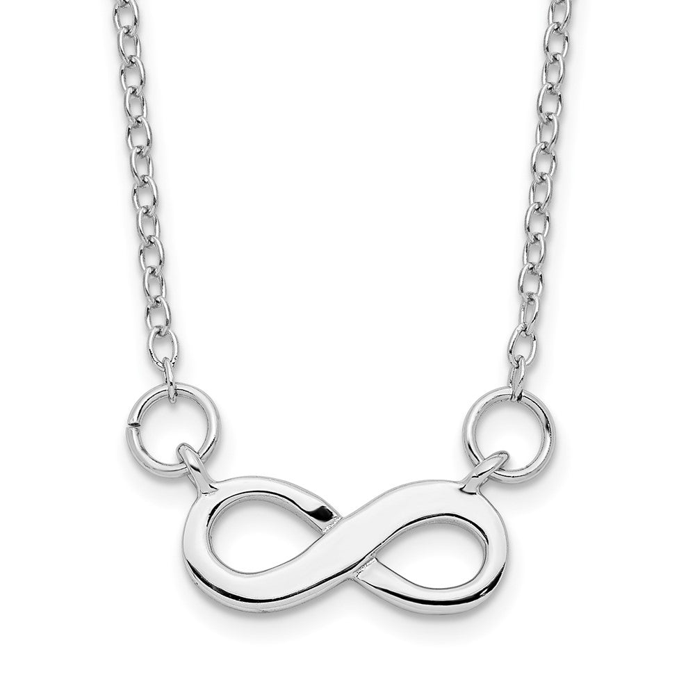 Sterling Silver Rhodium-plated Polished Infinity Symbol with Extension Necklace