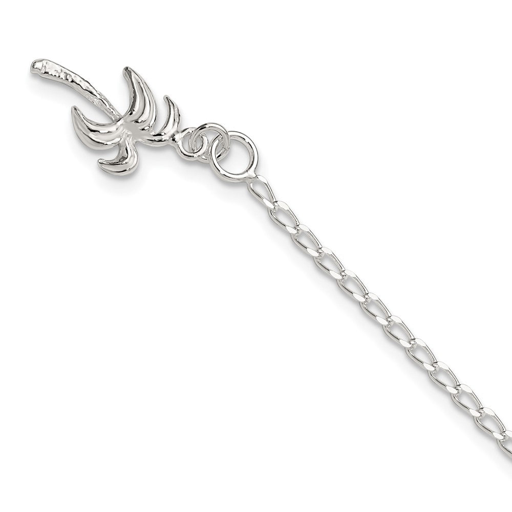 Sterling Silver Solid Polished Palm Tree Anklet