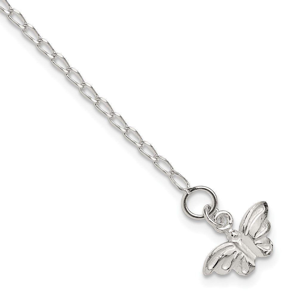 Sterling Silver Solid Polished Butterfly Anklet