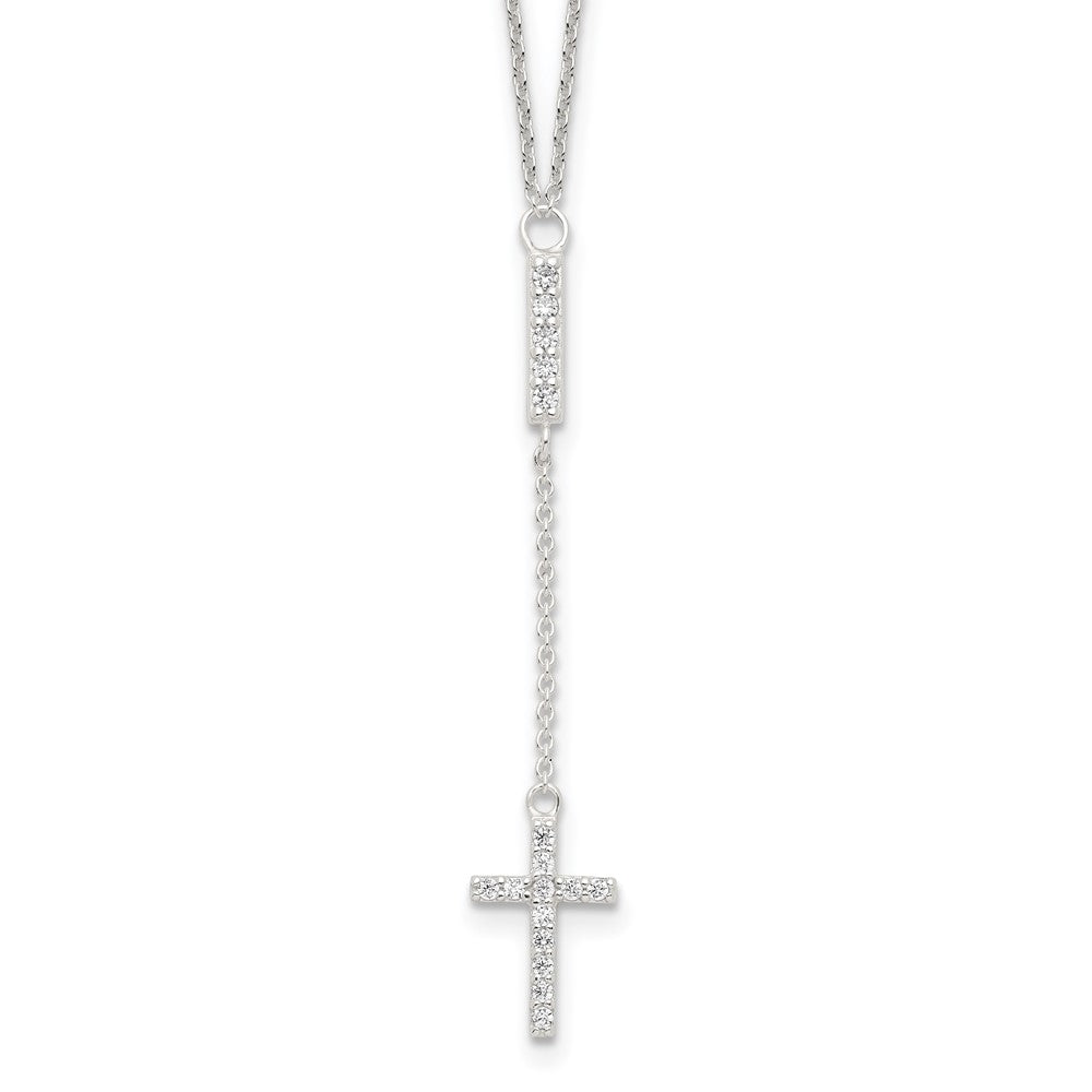 Sterling Silver CZ Cross Necklace