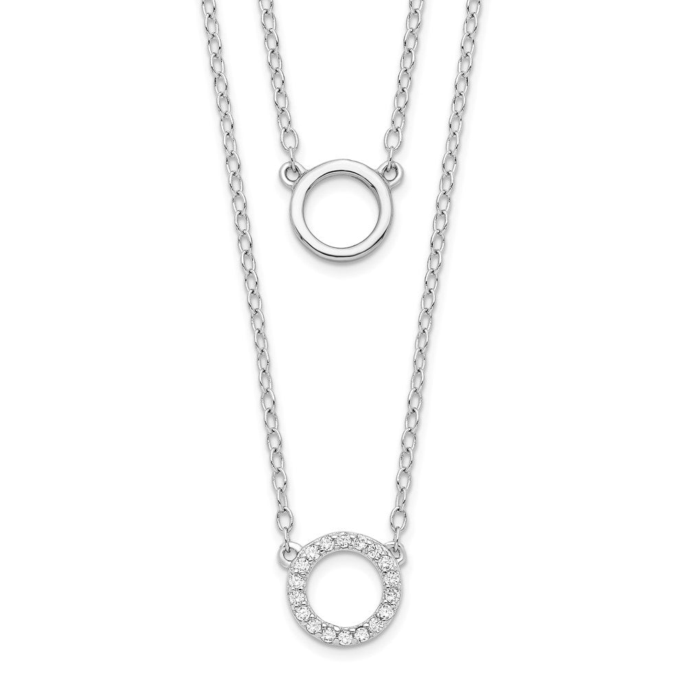 Sterling Silver Rhodium-plated CZ Circles W/ ext Necklace