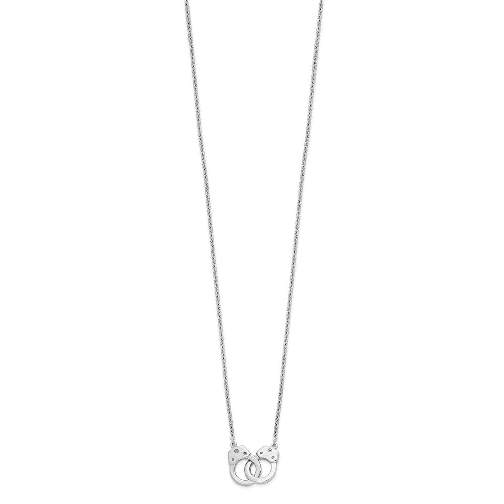 Sterling Silver Rhodium-plated Polished Handcuff Necklace