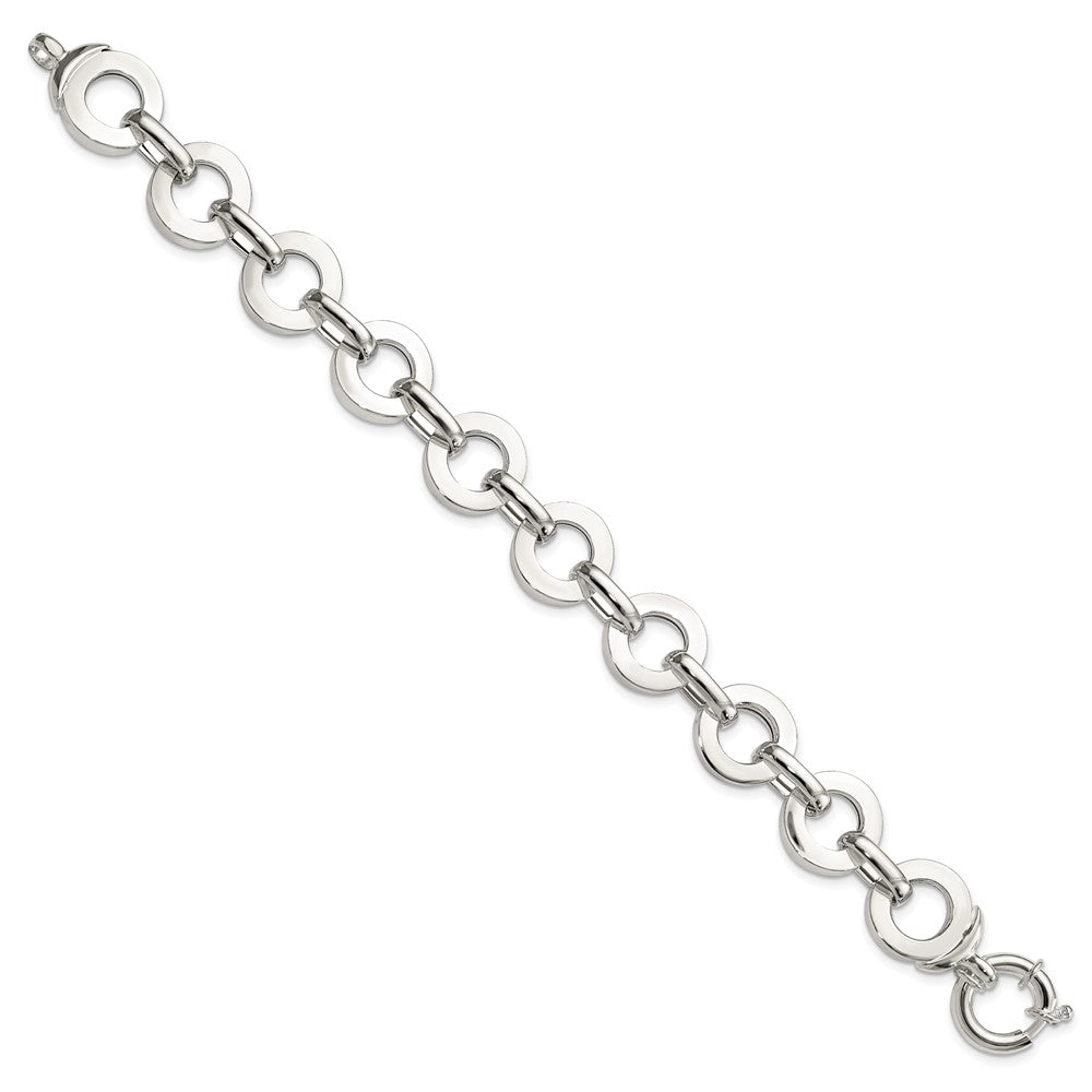 Sterling Silver Polished Circle Fancy Link Bracelet