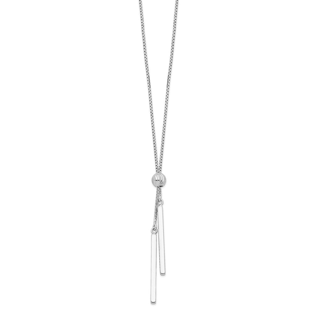 Sterling Silver Rhodium-plated Diamond-Cut Polished Bar Y-Necklace