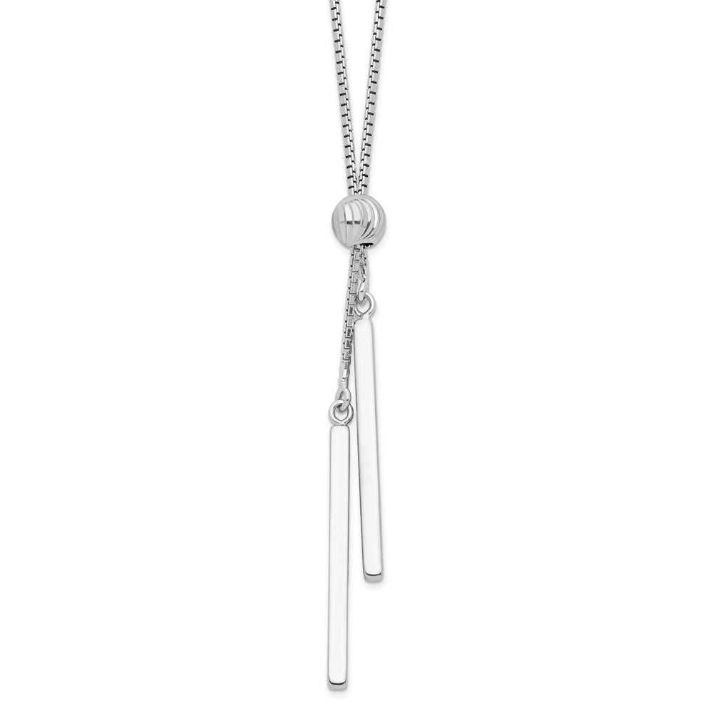 Sterling Silver Rhodium-plated Diamond-Cut Polished Bar Y-Necklace