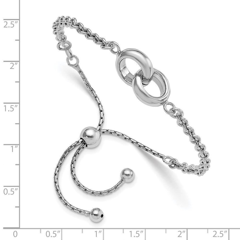 Sterling Silver Rhodium-plated Fancy Link Adjustable 4- Bracelet