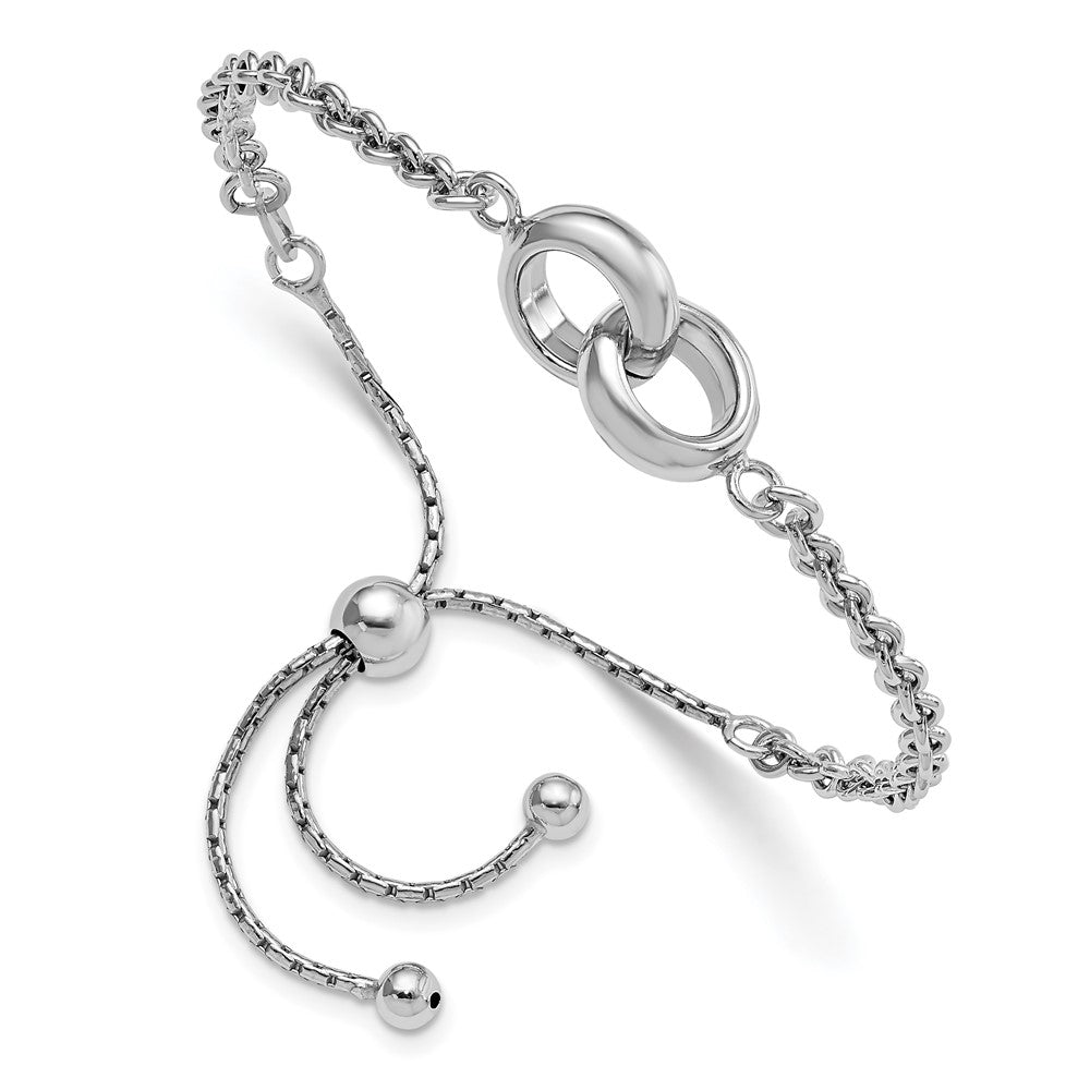 Sterling Silver Rhodium-plated Fancy Link Adjustable 4- Bracelet