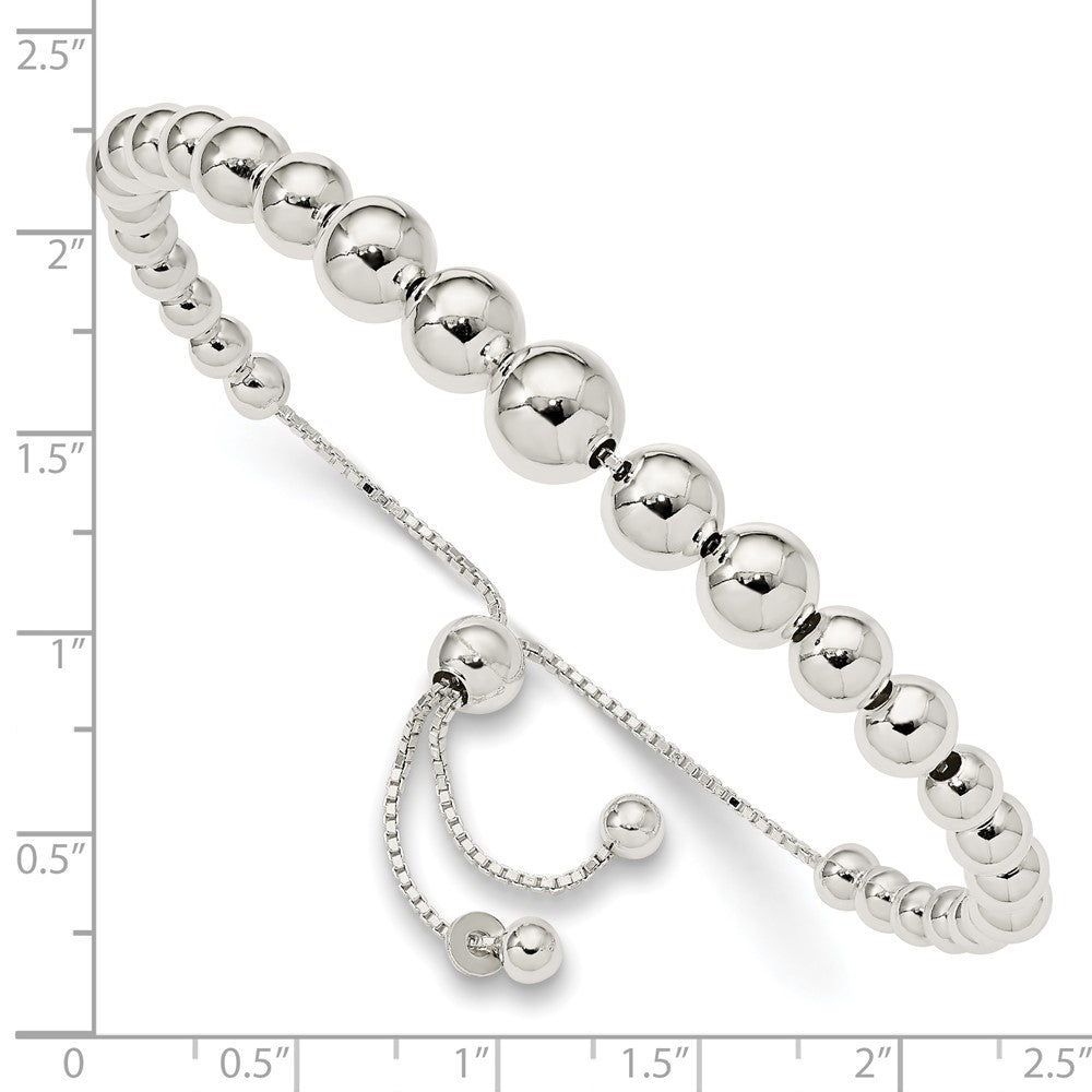 Sterling Silver Polished Graduated Beads Adjustable Up To Bracelet
