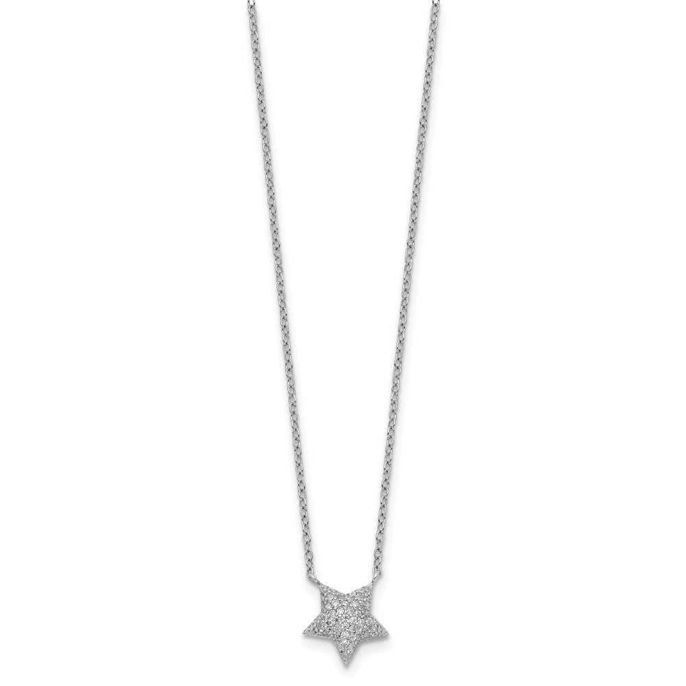 Sterling Silver Rhodium-plated CZ Star with ext. Necklace