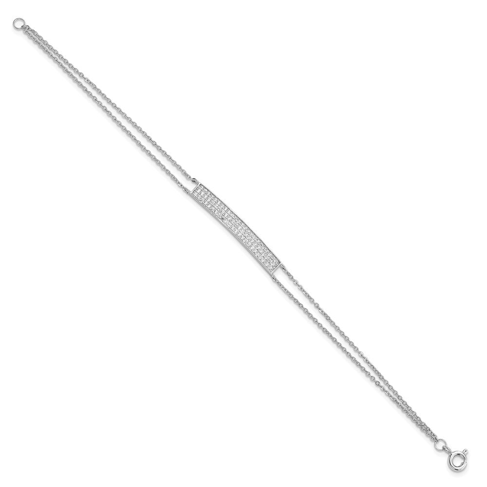 Sterling Silver Rhodium-plated CZ Bar Bracelet