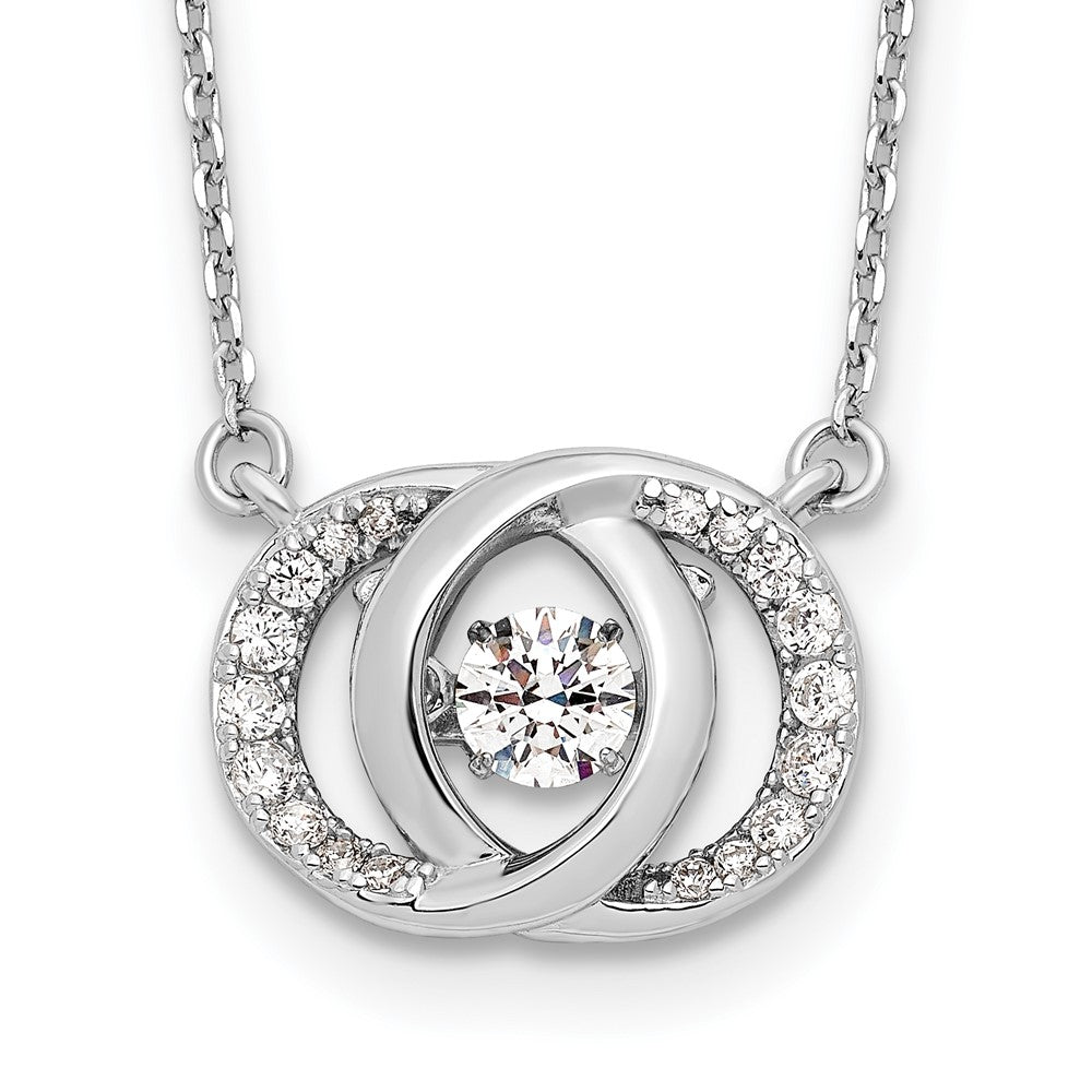 Sterling Silver Platinum-plate CZ w/two ext. Necklace