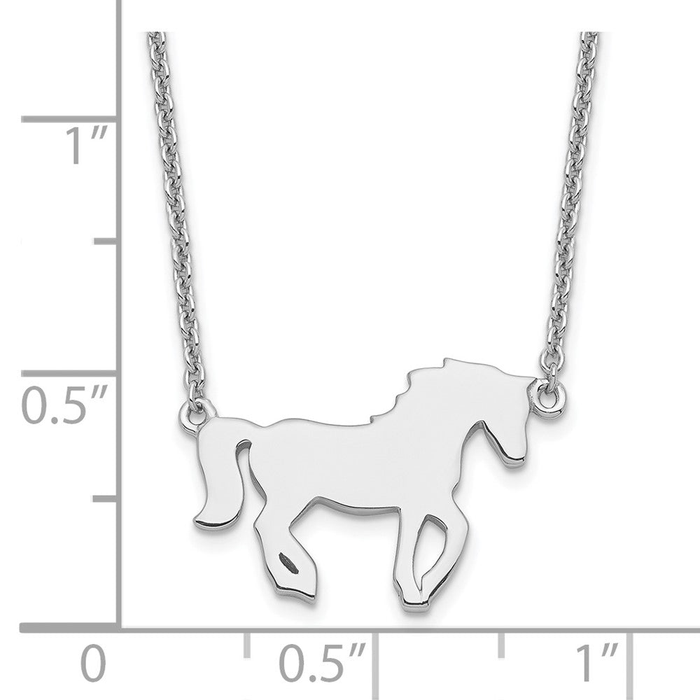 Sterling Silver Rhodium-plated Polished Horse 16 Inch with 2 Inch Extension Necklace