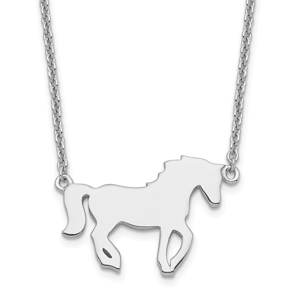 Sterling Silver Rhodium-plated Polished Horse w/ ext Necklace