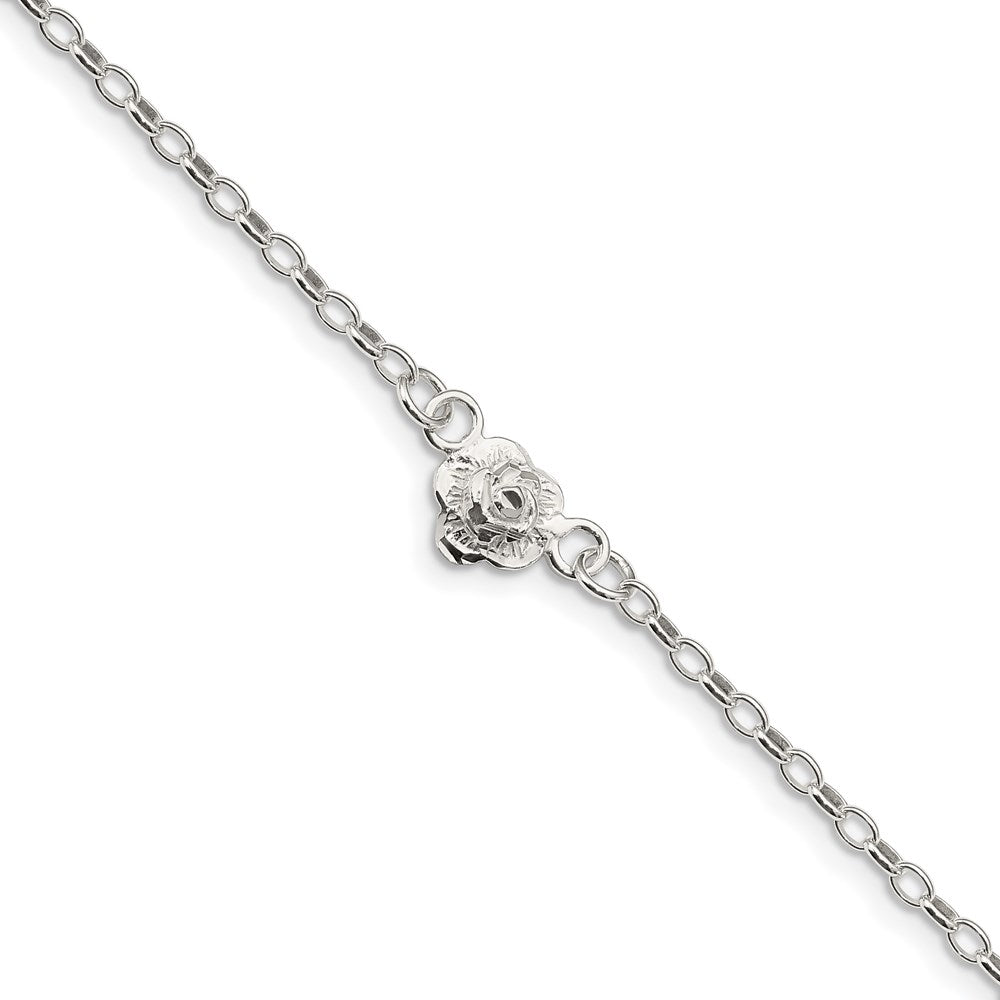 Sterling Silver Flower Charm Anklet