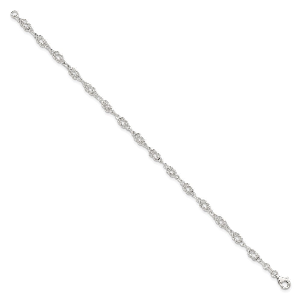 Sterling Silver Solid Polished Fancy Knot-Link Anklet