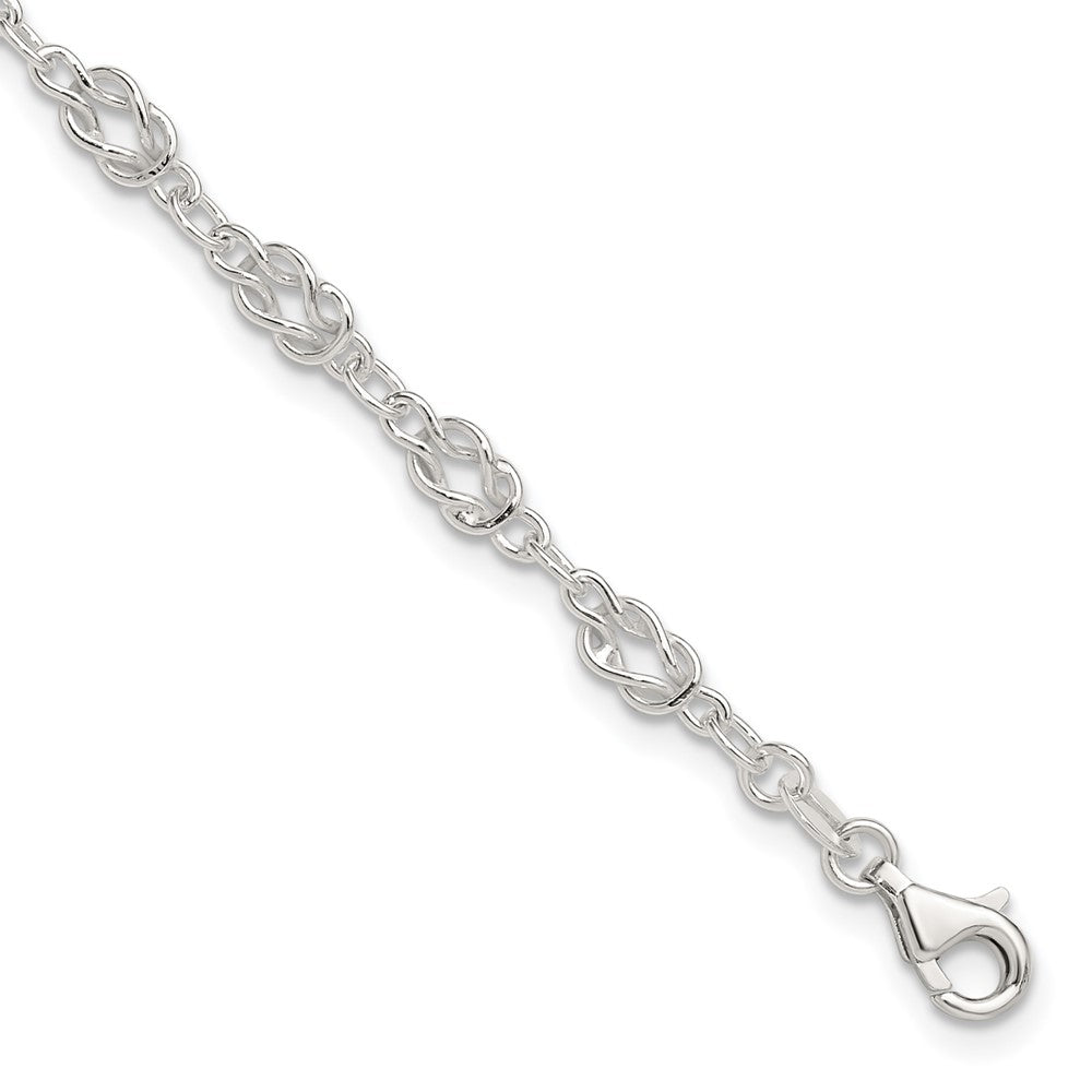 Sterling Silver Solid Polished Fancy Knot-Link Anklet