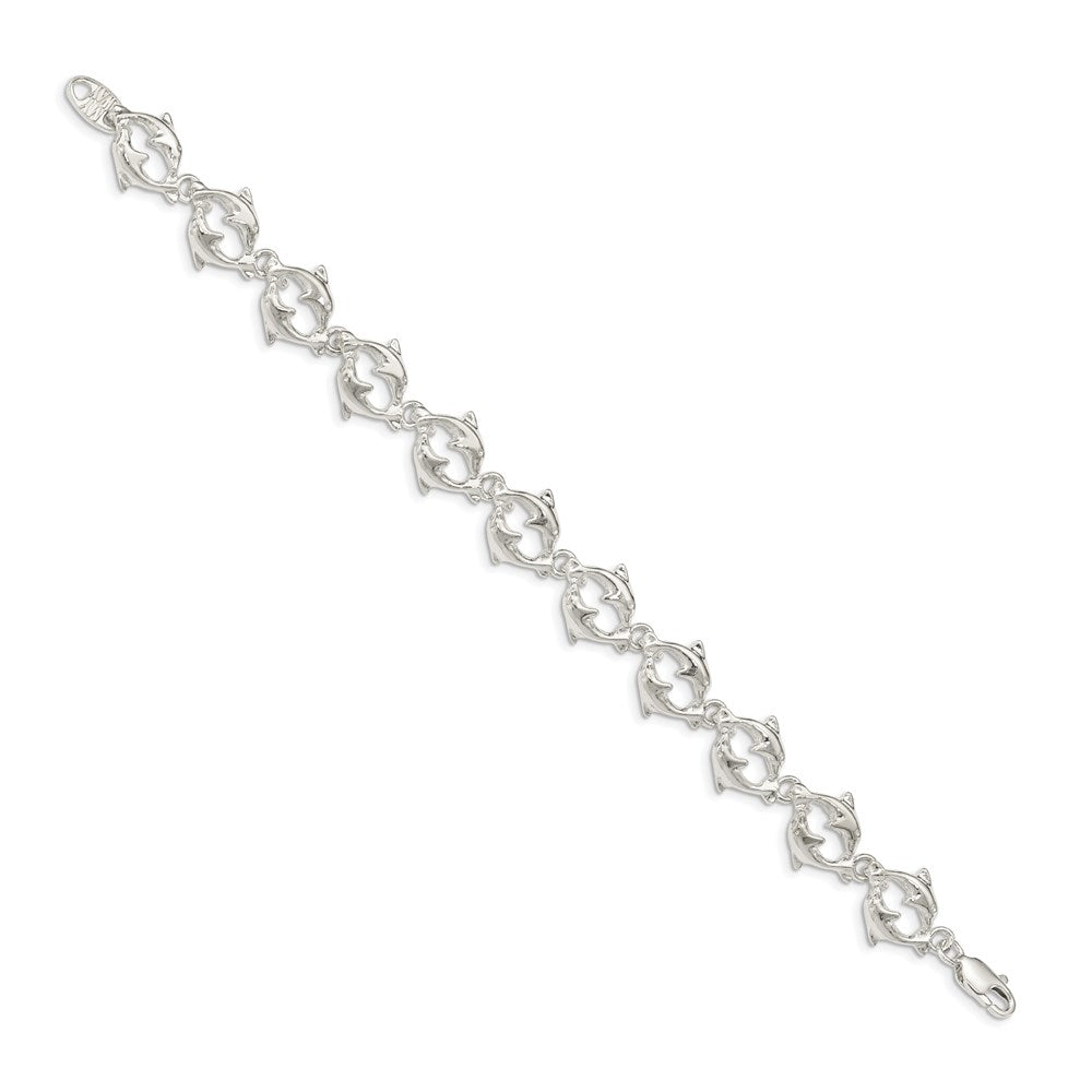 Sterling Silver Polished Dolphins Bracelet