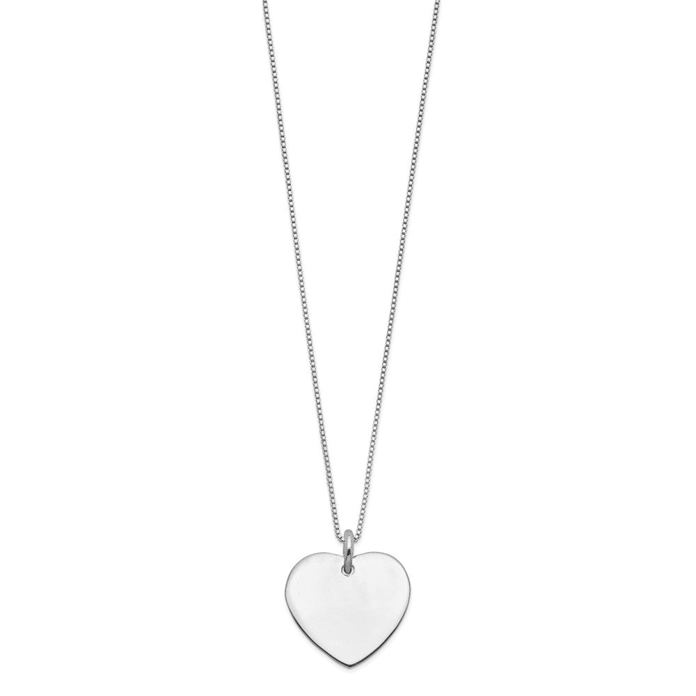 Sterling Silver Engraveable Heart on Box Chain Necklace