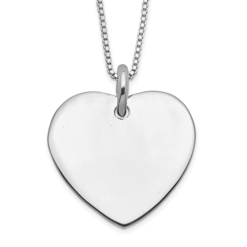 Sterling Silver Engraveable Heart on Box Chain Necklace