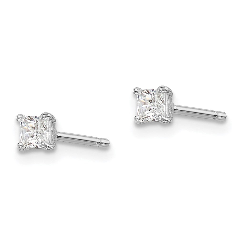 Sterling Silver Madi K Rhodium-plated Polished Square CZ Children's Stud Earrings