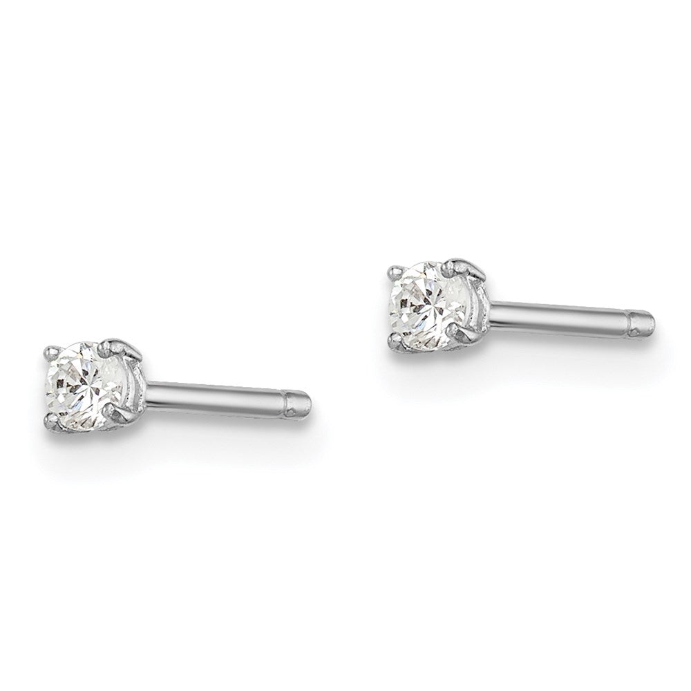 Sterling Silver Madi K Rhodium-plated Round CZ Children's Stud Earrings