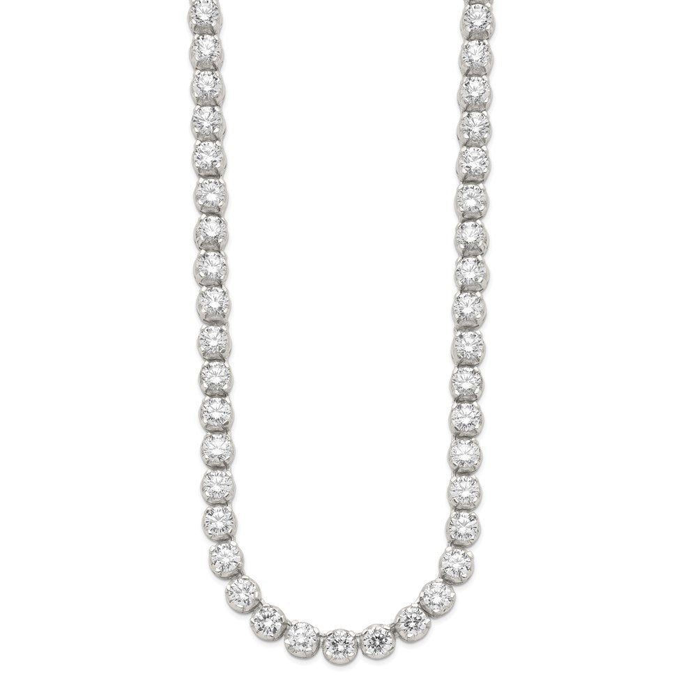 Sterling Silver Rhodium-plated Fancy Mulitple CZ Necklace