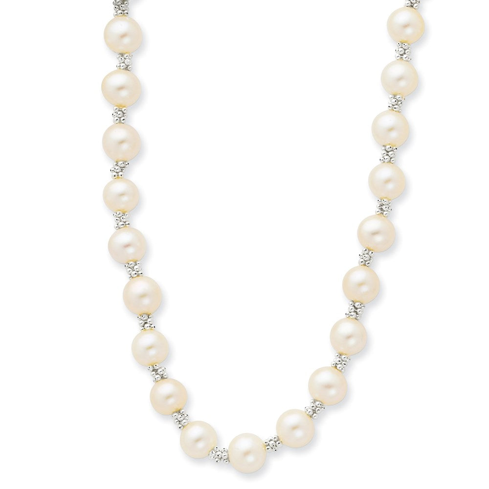 Sterling Silver Rhodium-plated White FW Cultured Pearl Necklace