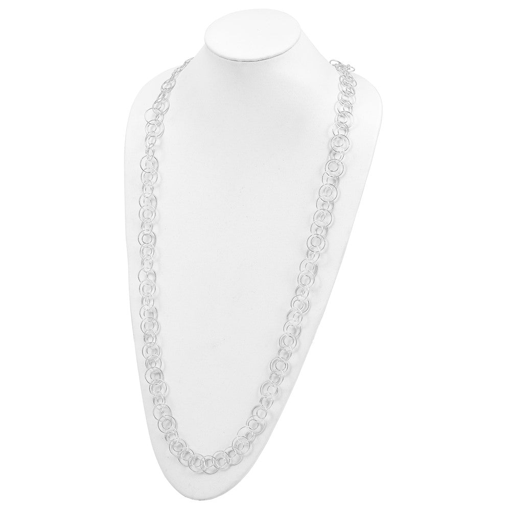 Sterling Silver Polished Fancy Double Circle Link Necklace