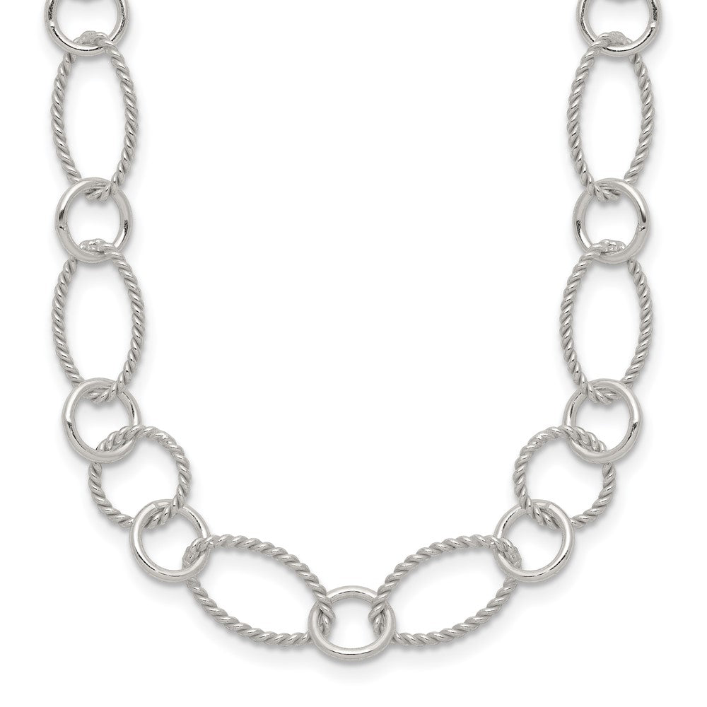 Sterling Silver Fancy Twisted Link Necklace