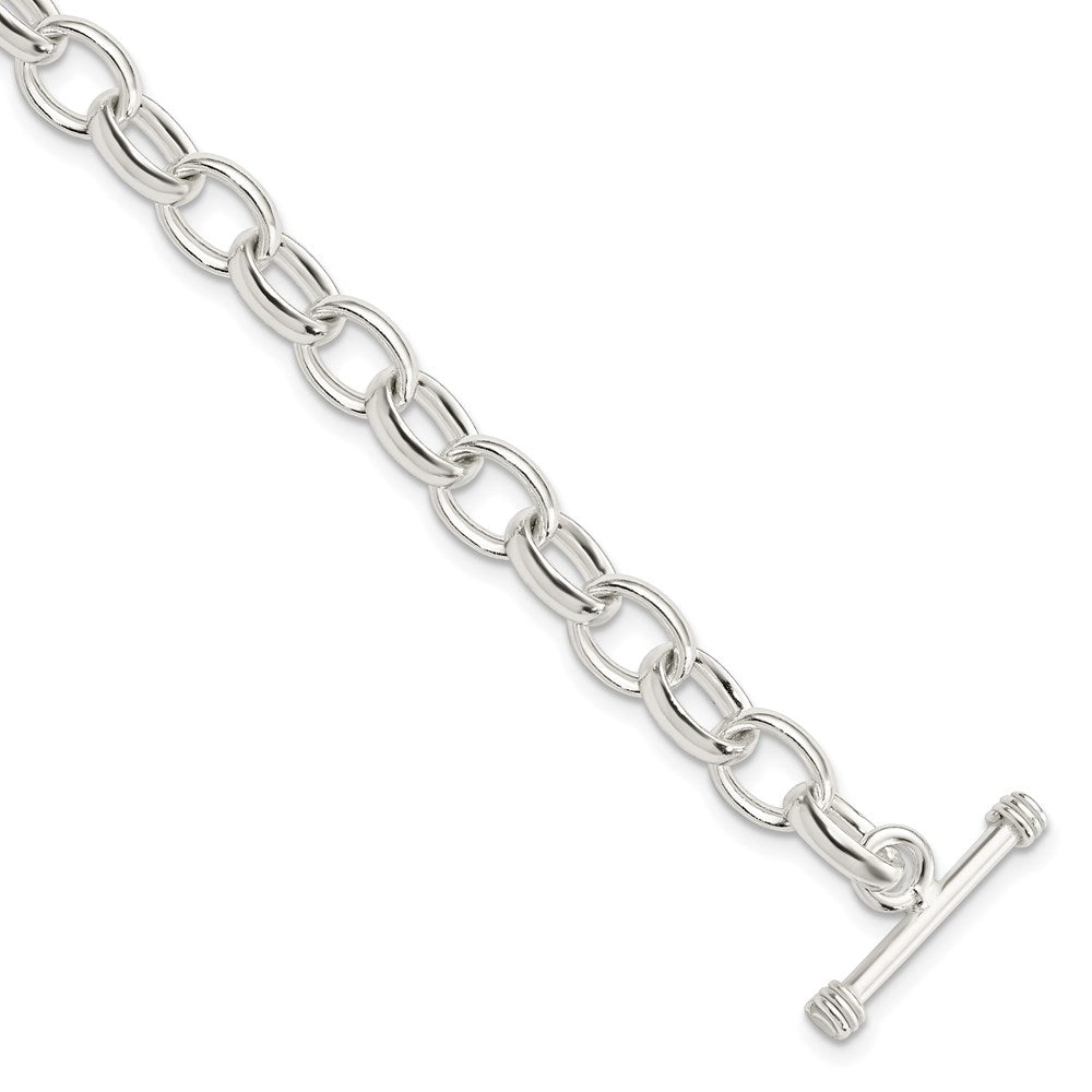 Sterling Silver Polished Fancy Link Toggle Bracelet