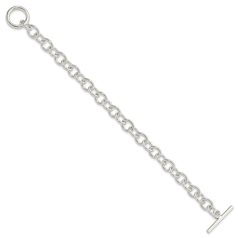 Sterling Silver Polished Fancy Link Toggle Bracelet