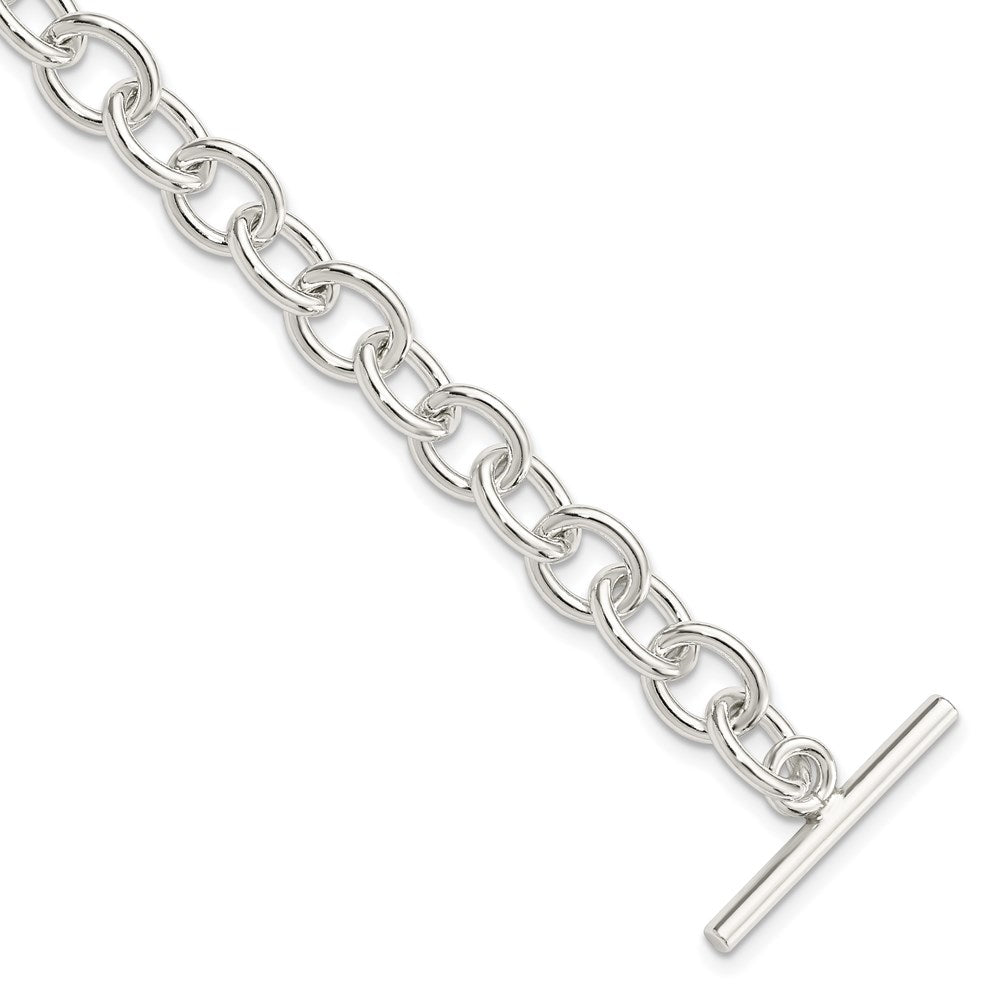 Sterling Silver Polished Fancy Link Toggle Bracelet