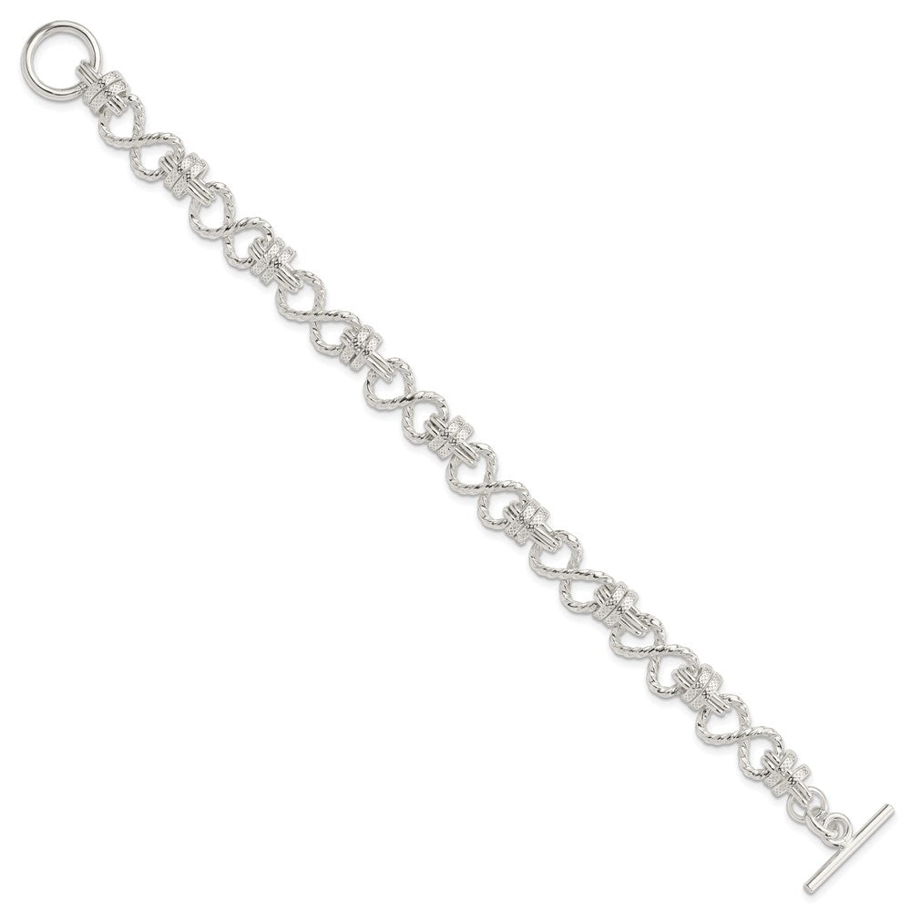 Sterling Silver Polished Fancy Link Toggle Bracelet