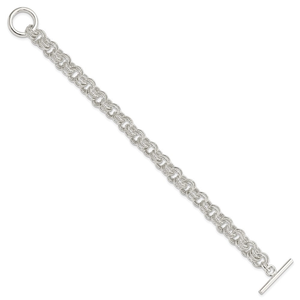 Sterling Silver Polished Fancy Link Toggle Bracelet