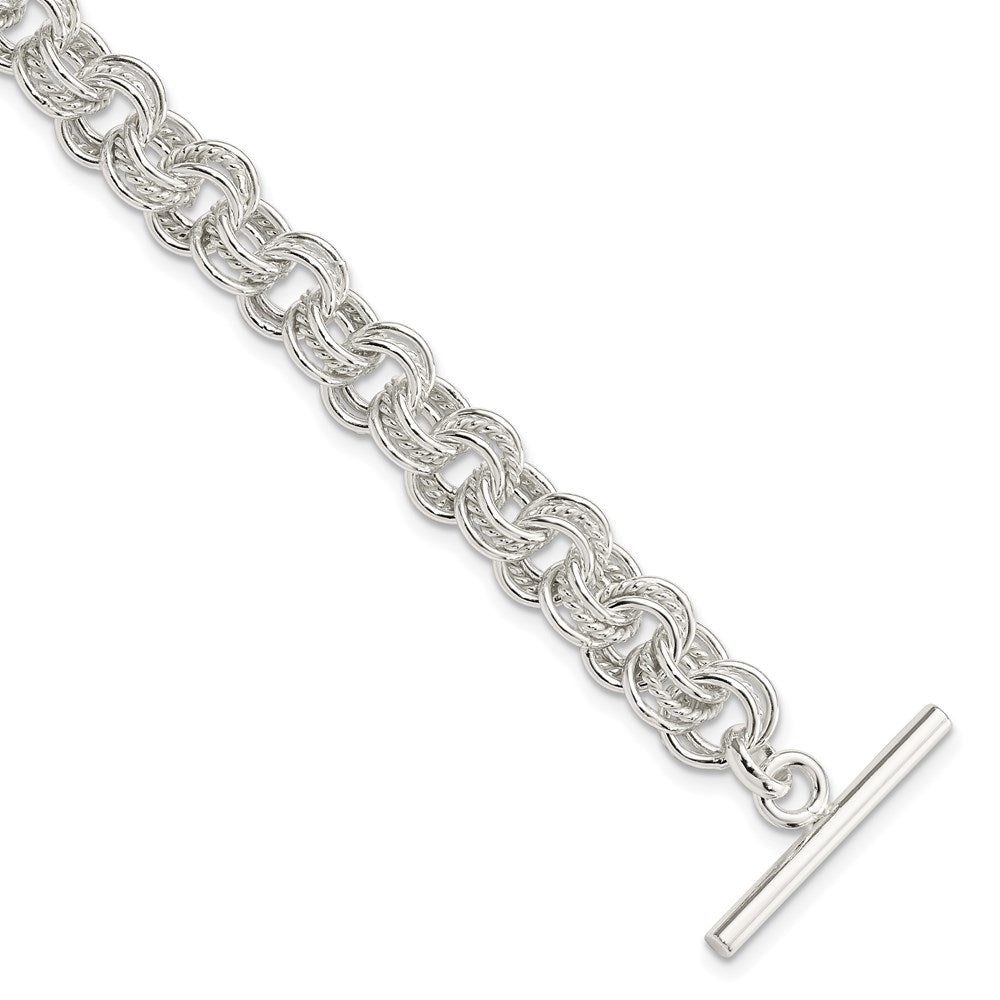 Sterling Silver Polished Fancy Link Toggle Bracelet