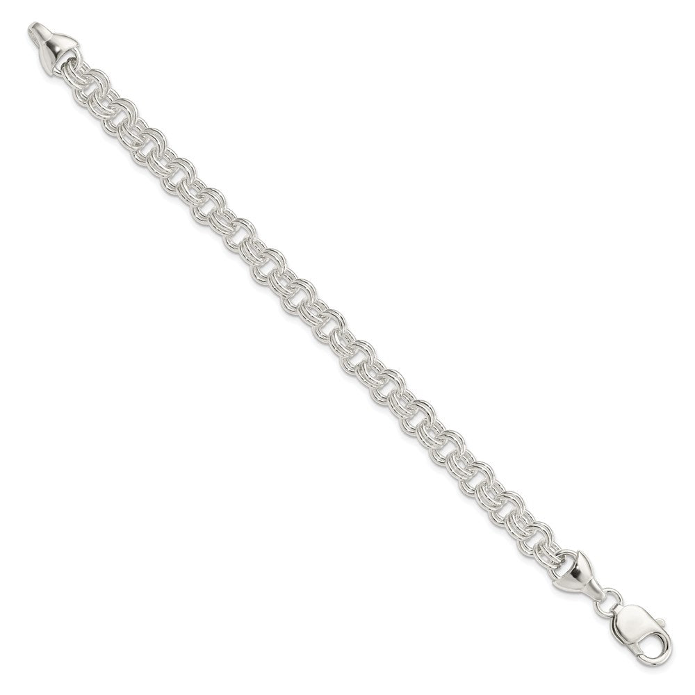 Sterling Silver Solid Double Link Charm Bracelet