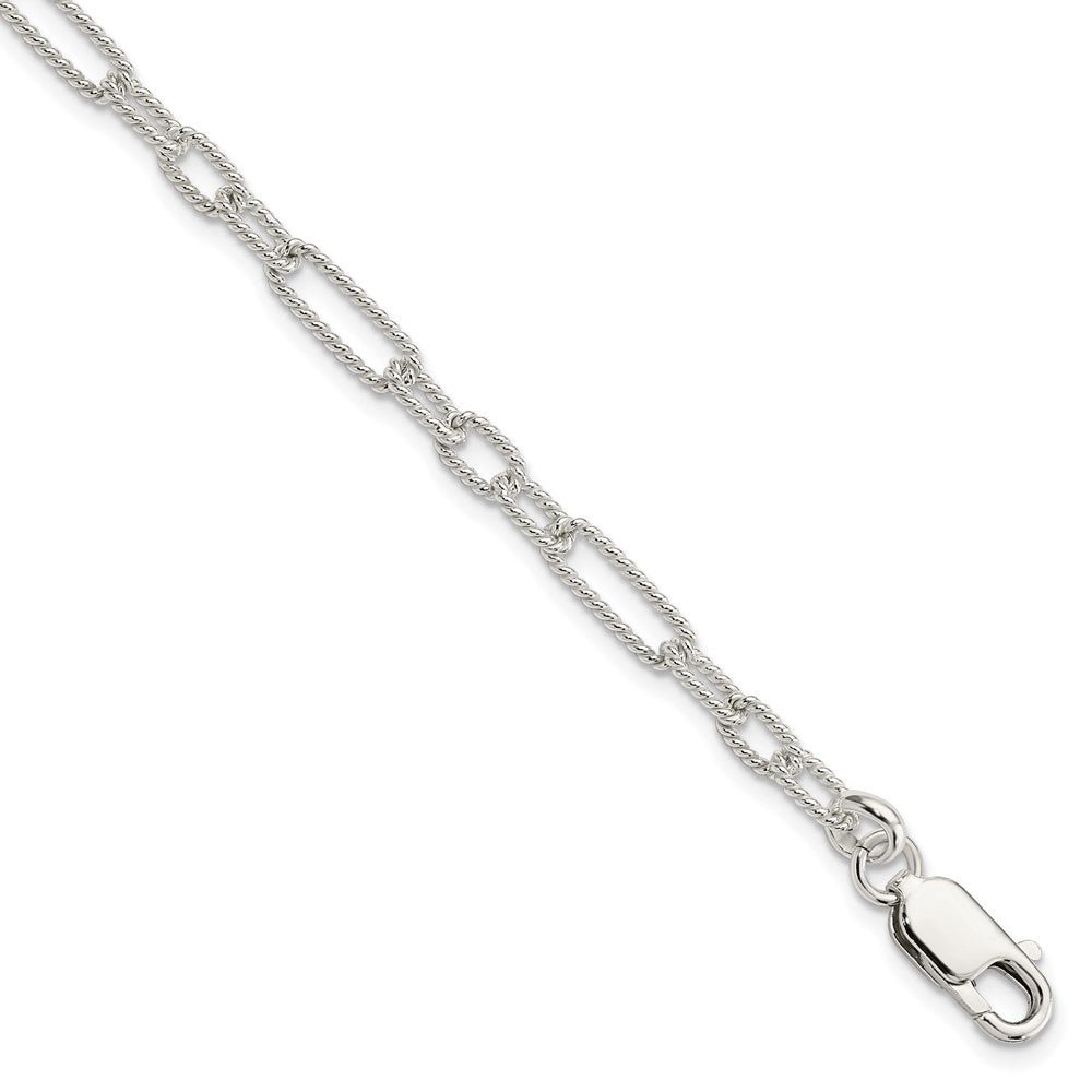 Sterling Silver Fancy Twisted Paperclip Link Bracelet