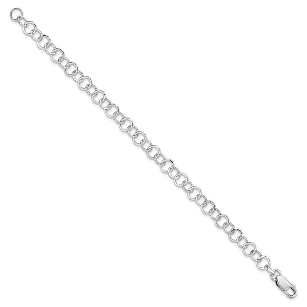 Amore La Vita Sterling Silver Rhodium-plated Solid Fancy Link with Lobster Clasp Charm Bracelet