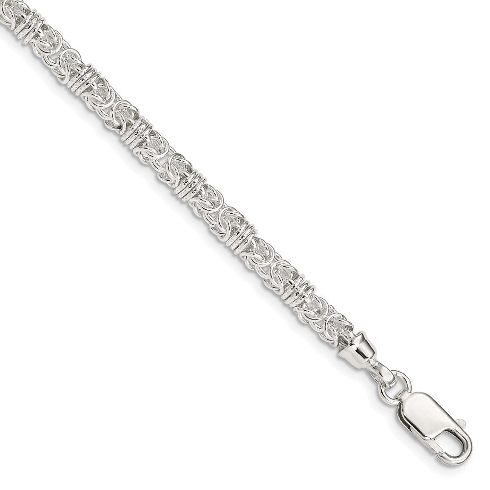 Sterling Silver Polished Fancy Byzantine Link Bracelet
