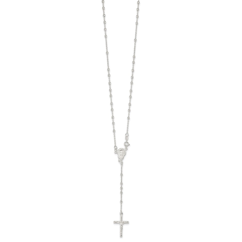 Sterling Silver Polished Rosary Necklace