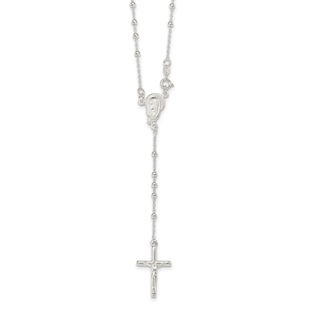 Sterling Silver Polished Rosary Necklace