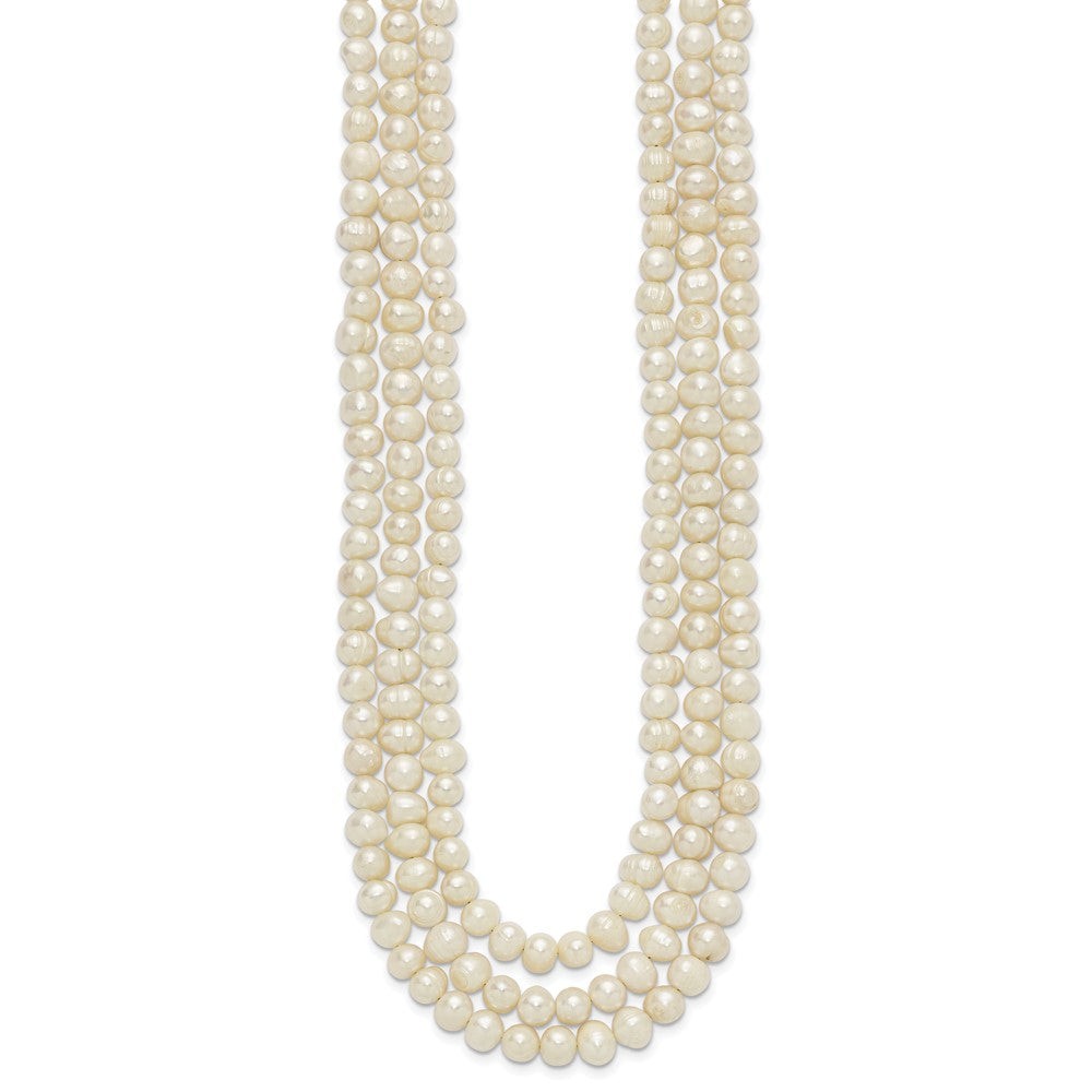 Sterling Silver Triple-Strand 6- White Freshwater Cultured Pearl Necklace