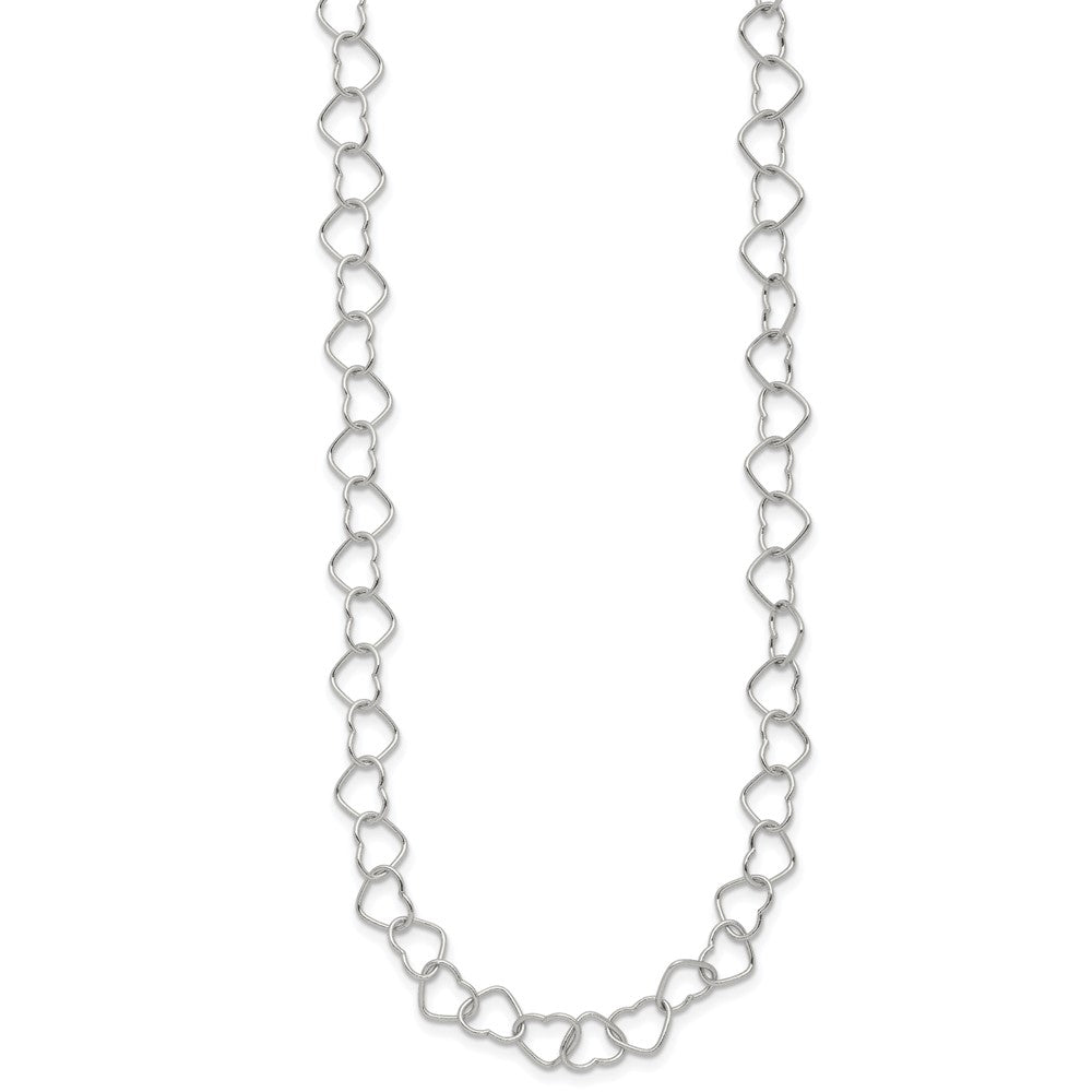 Sterling Silver Polished Fancy Heart Link Necklace