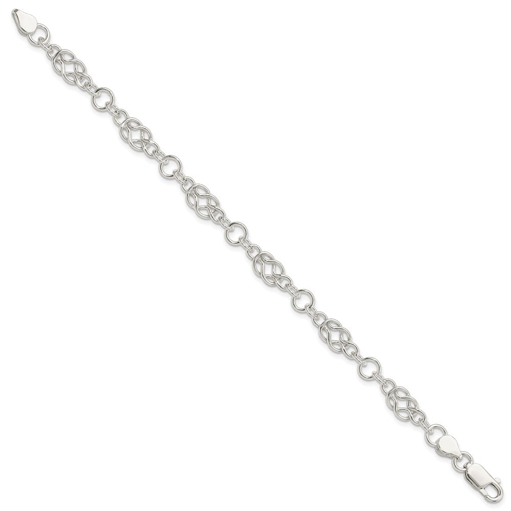 Sterling Silver Polished Fancy Knot-Link Bracelet