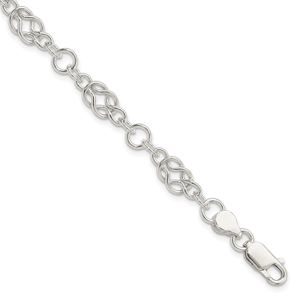 Sterling Silver Polished Fancy Knot-Link Bracelet