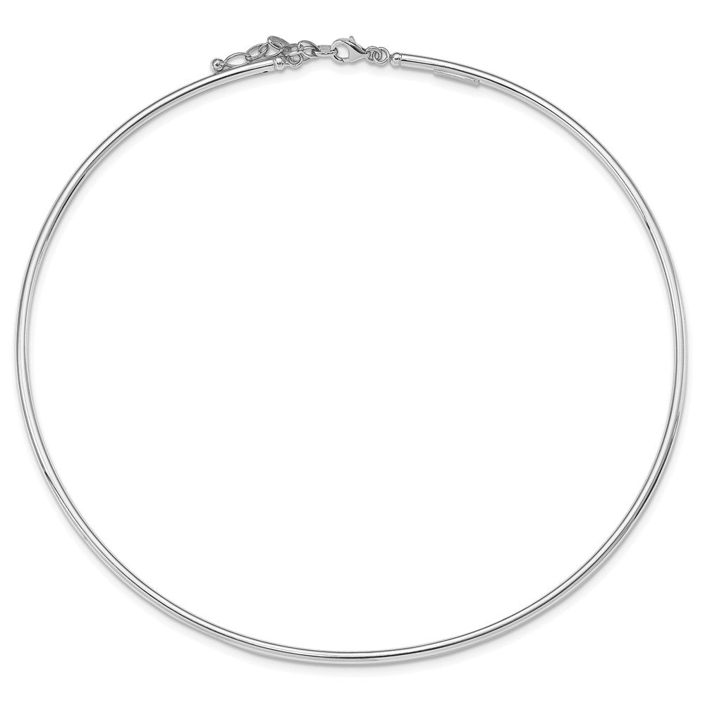 Sterling Silver Rhodium-plate ext. Polished Neck Collar Necklace