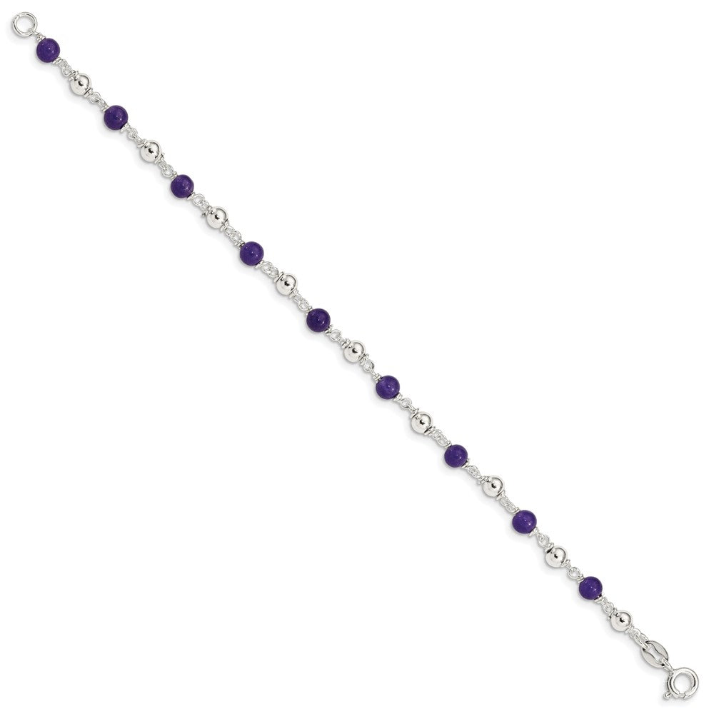 Sterling Silver Polished Amethyst Beaded Bracelet